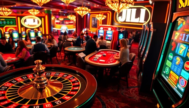 JILI slots light up the casino scene, where players eagerly bet on roulette and poker tables.